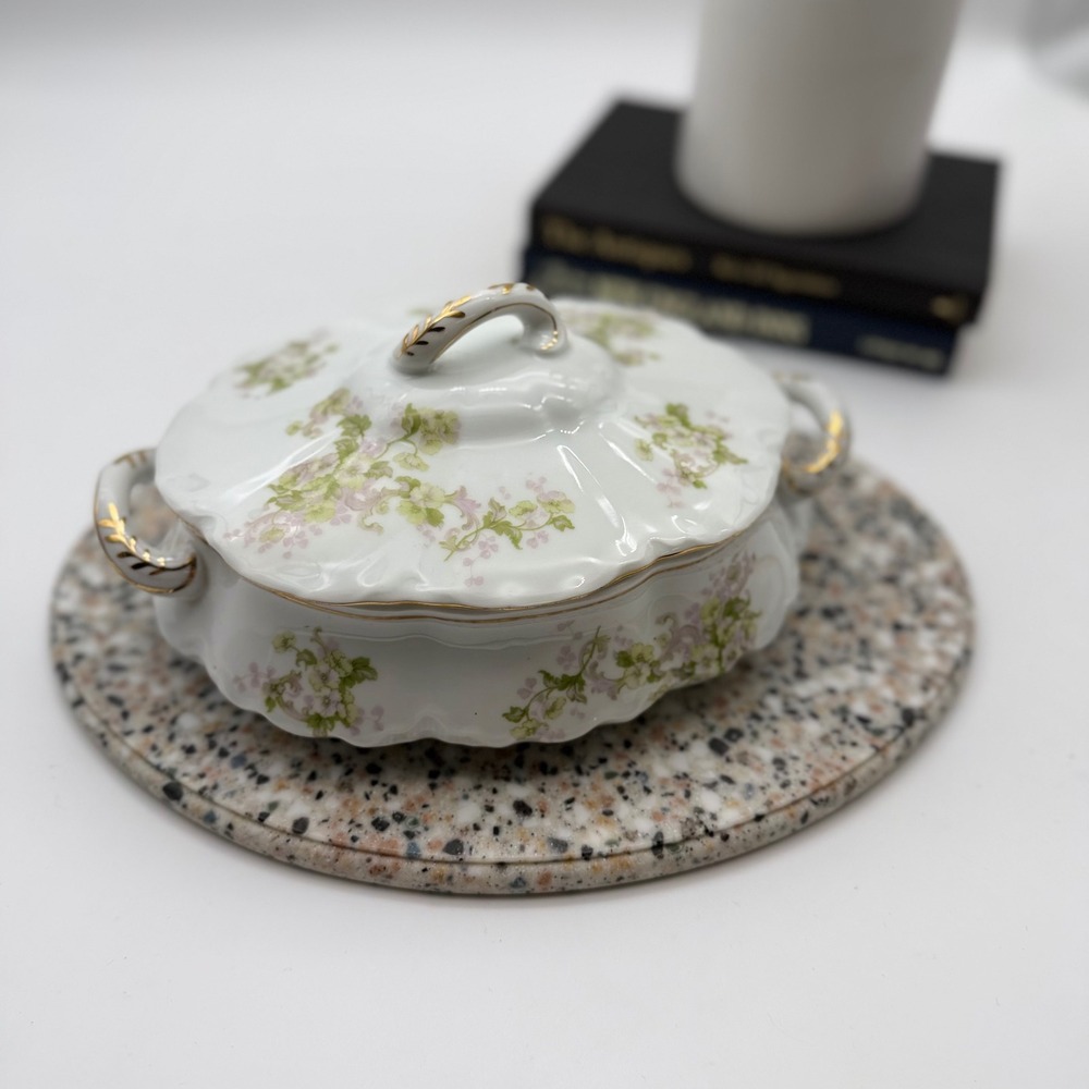 Vintage LS&S Carlsbad Austria Porcelain Floral Lidded Vegetable Tureen Dish